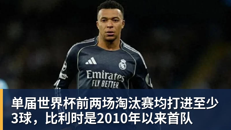 EMC易倍单届世界杯前两场淘汰赛均打进至少3球，比利时是2010年以来首队